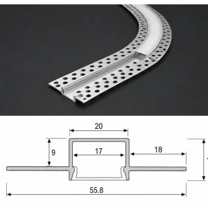 20mm Bendable Plaster-In Aluminium LED Profile – 2m