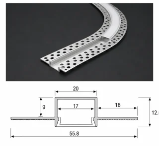 20mm Bendable Plaster-In Aluminium LED Profile – 2m