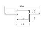 20mm Plaster-In Recessed Aluminium LED Profile – 2.5m