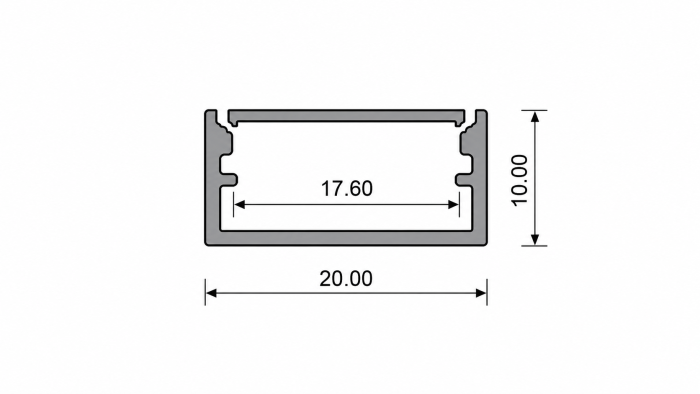 20mm Surface Mount Aluminium LED Profile – 2M Chrome