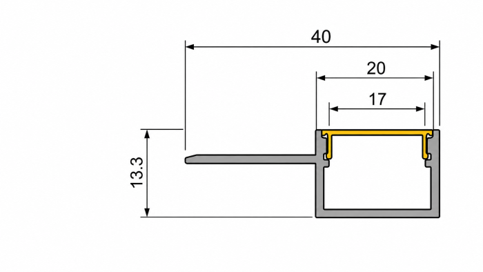 20mm Tile Surface Aluminium LED Profile – 2.5m